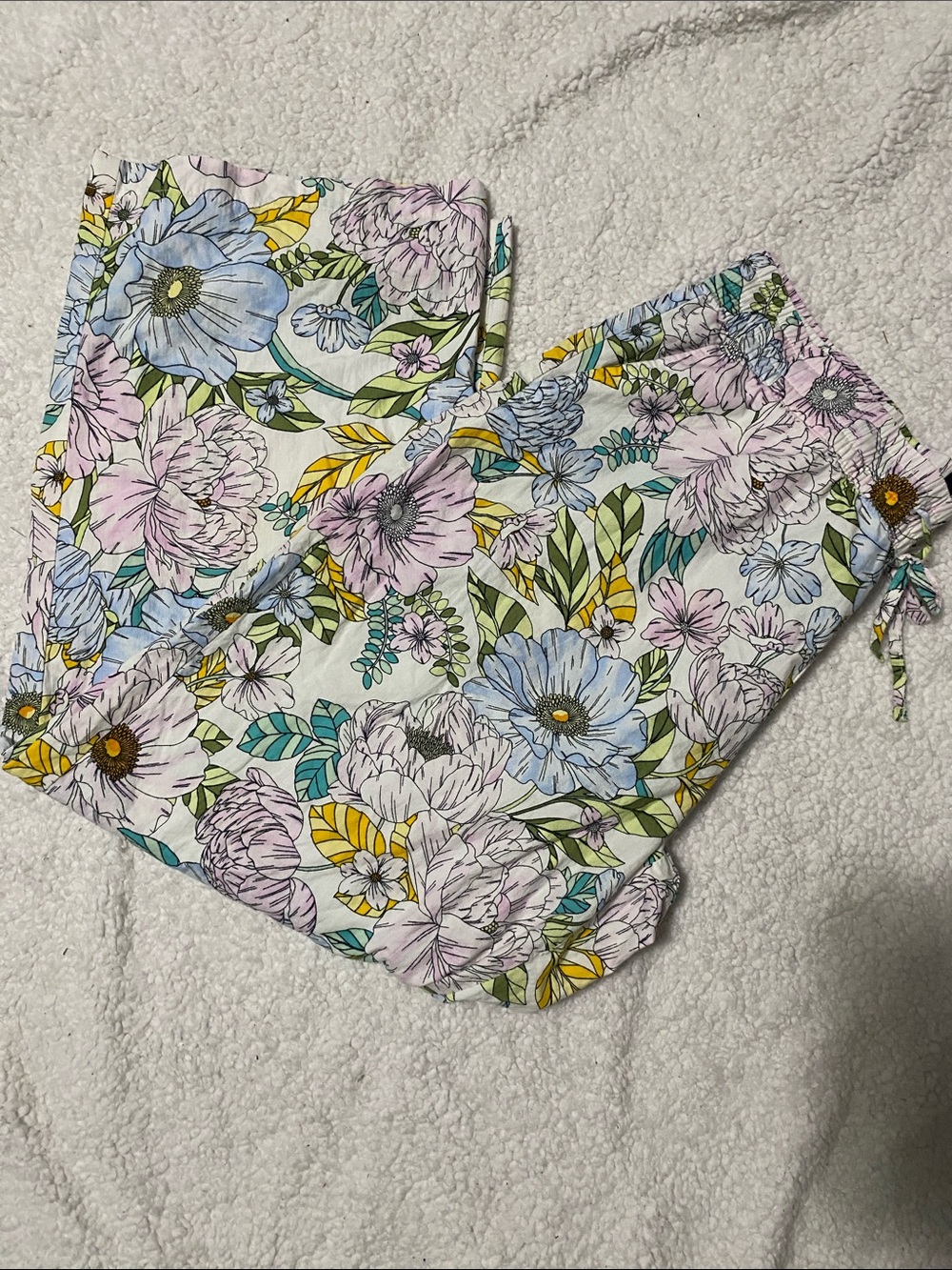 Gap Womens size Lg Floral Cotton Lounge Pants in Pastel Multicolor leafy Print - Picture 16 of 16